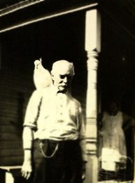 JW Diederich and pet cockatoo, Dewey